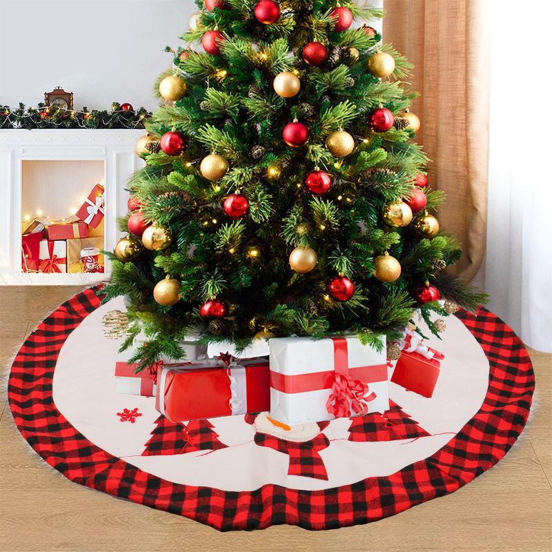Falda para Árbol de Navidad, Superventas Transfronterizos, Nueva Falda Clásica a Cuadros Rojos y Negros, Decoración para Árbol de Navidad, Alfombra Protectora para el Suelo, Venta al por Mayor