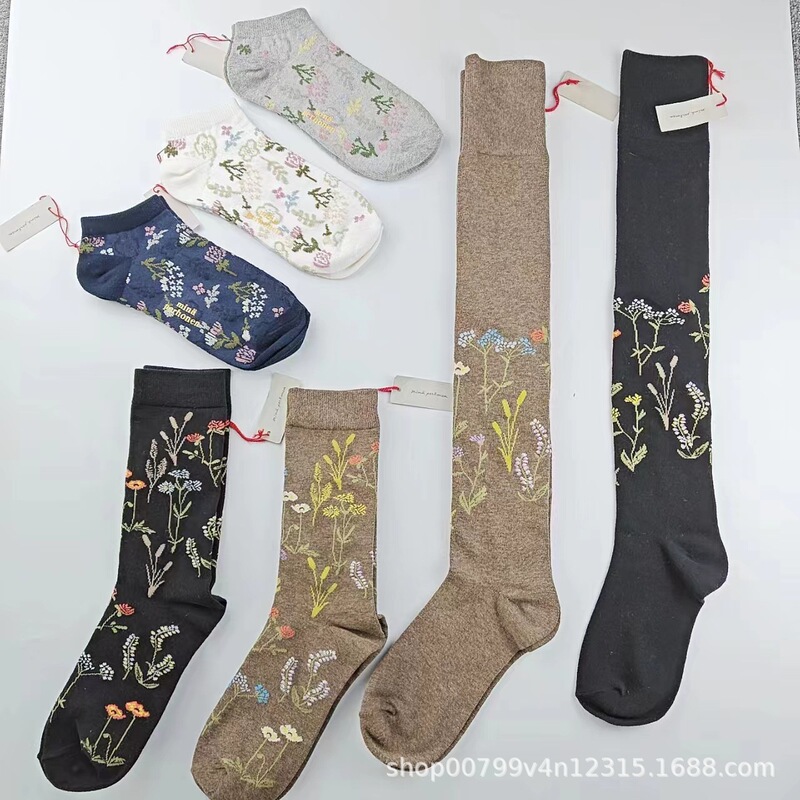 Japanese Makoto Minagawa Minaperhonen High-End Retro Literary Ins Mid-High Calf Knee-High Women's Socks