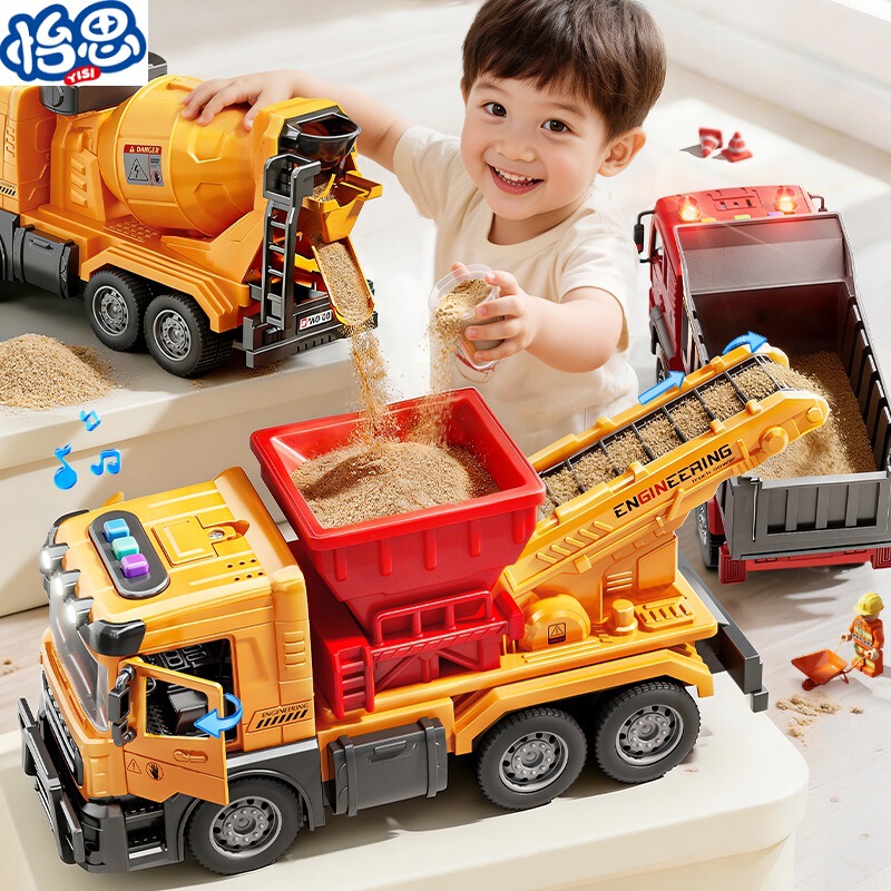 Boys' Toys Educational Early Learning Electric Sound and Light Tracked Sand Transport Vehicle Engineering Vehicle Children's Toys for Boys Aged 3 to 6 Years Old