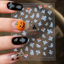 万圣卡通立体浮雕幽灵美甲贴纸南瓜头小贵城堡搞怪指甲装饰品贴纸