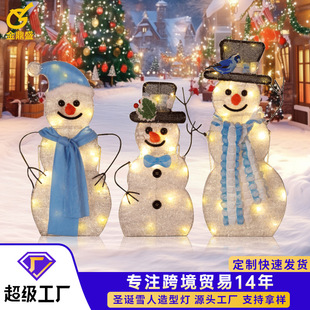 Customized 2D Flat Iron Frame Shape Lamp Holiday Decoration Street Landscape Pattern Lamp Outdoor Snowman Christmas Decor Lamp