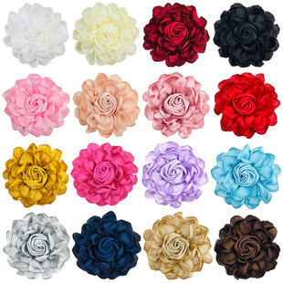 in stock 11cm Satin Burned Corsage Handmade Satin Sunflower Rose Bud Clothes Hat Shoes Bag