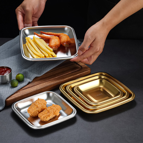 304 Korean square plate snack plate barbecue plate snack rice roll plate dessert plate barbecue plate dinner plate hot pot dish plate