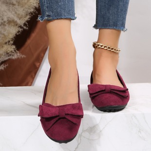 Foreign trade Big Mom size lightweight soft bottom peas women's shoes 2023 Spring and Autumn New bow comfortable non-slip women's shoes