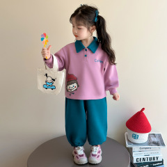 女童秋套装2025新款卡通可爱女小童Polo衫洋气春秋款儿童早秋衣服