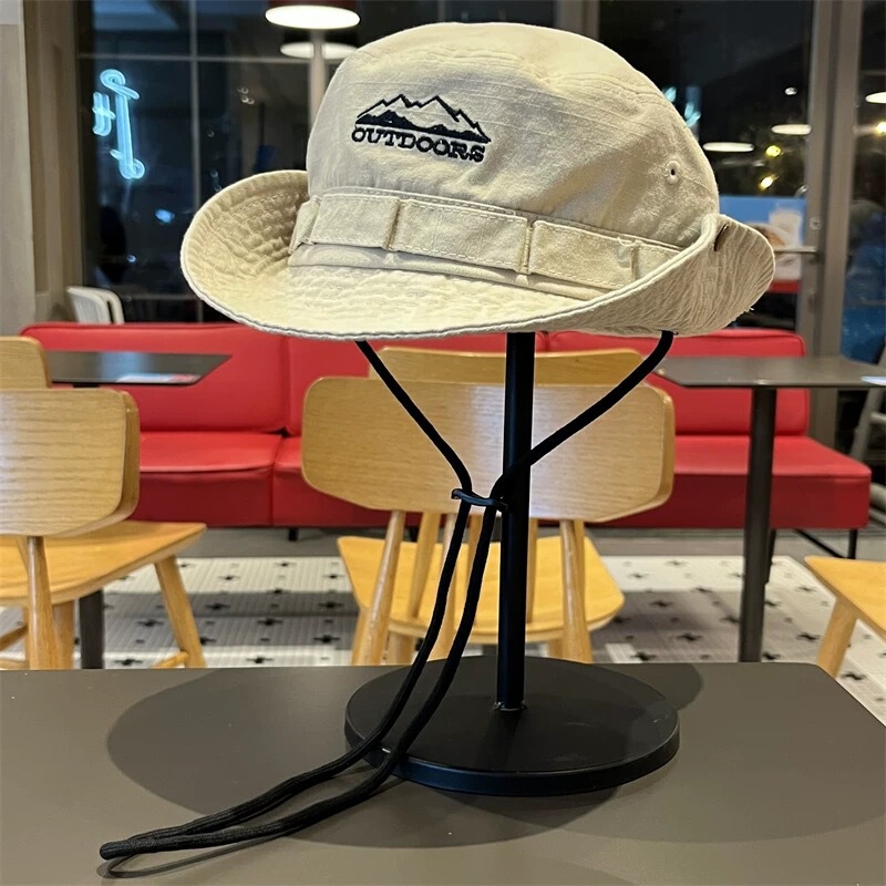 人気のアウトドアレトロフィッシャーマンハット、夏のハイキング、釣り、日焼け止めサンハット、登山、ウエスタンサンシェードカウボーイハット|undefined