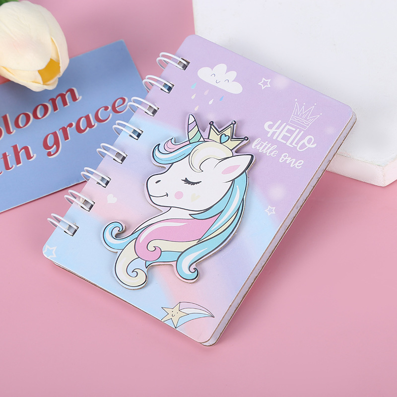 Notebook de hojas sueltas tridimensionales de unicornio de celebridades de Internet Cute Girl Heart Bobina Bloc de notas Mini libro de contabilidad manual Papelería