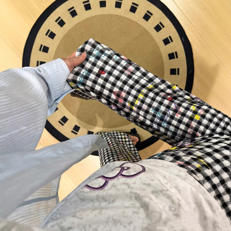 Ice Silk Ribbed Plaid Graffiti Wide-Leg Pants for Women, Summer Thin Cool Casual Versatile Straight-Leg Extended Floor-Length Pants Ice Silk Ribbed Plaid Graffiti Wide-Leg Pants for Women, Summer Thin Cool Casual Versatile Straight-Leg Extended Floor-Length Pants