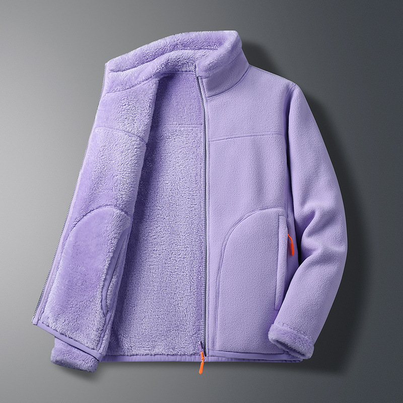 Transfronteriza al aire libre de doble cara desgaste collar de pie polar pareja de otoño e invierno de los hombres y las mujeres de lana de coral polar engrosada cálido