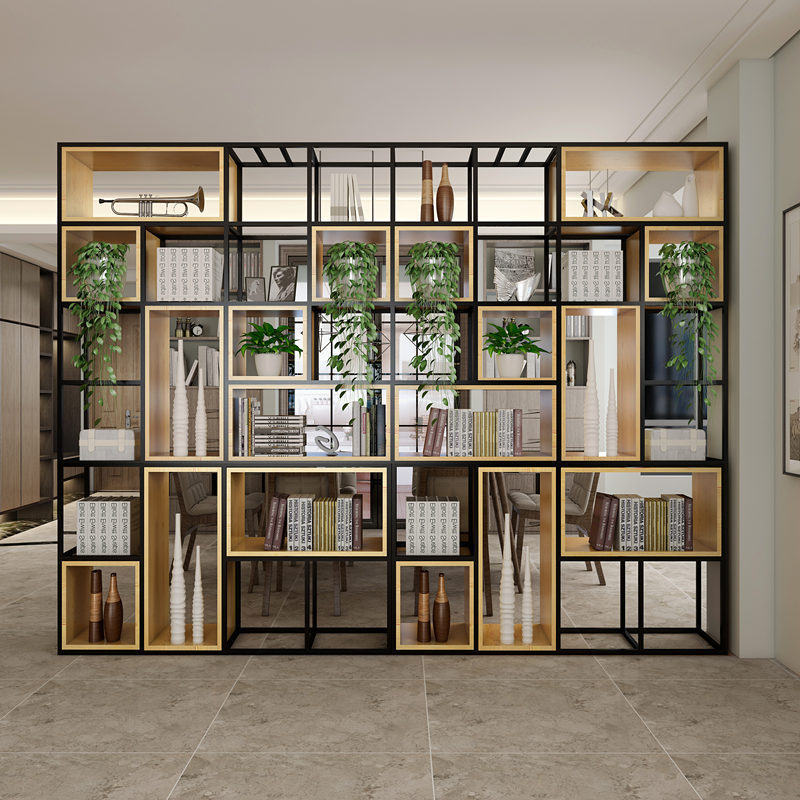 组合架客厅卧室隔断架摆件工艺品背景墙落地展示架收纳商用木质