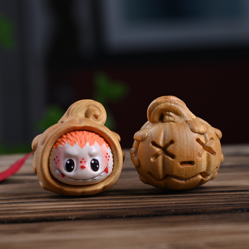 ゴールデンサンダルウッドカボチャラブブ文遊びブレスレットブレスレットファッションジュエリーアクセサリーホームオフィスデスクかわいい小さな装飾品|undefined