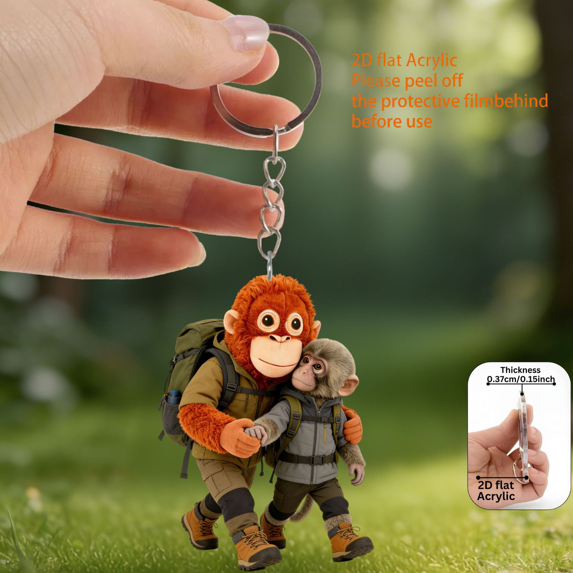 Etiquetado transfronterizo acrílico plano 2D Protect Punch The Monkey Orangutan Doll