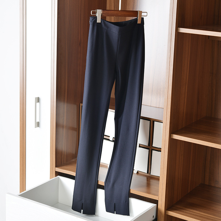 Soft Slit-Cut Casual Trousers, Comfortable Long Pants, 2026 Spring and Autumn New Women's Fashion, Black Straight-Leg Mid-Waist Pencil Pants