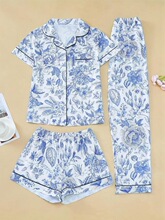 D 73959 Floral Print Short Sleeve Pajama Set ����ӡ��˯����