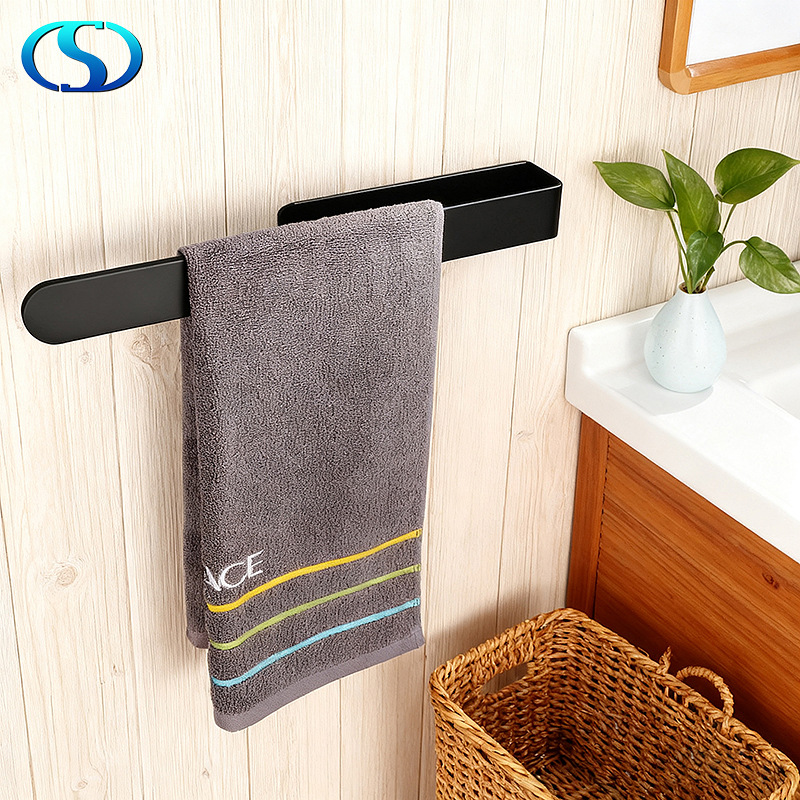 Space Aluminum Bathroom Towel Rack, Minimalist Rod Bathroom Stainless Steel Towel Rack, No-Drill Towel Bar