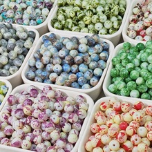 水墨枣珠瓷珠竹节彩绘琉璃珠子DIY手工项链手链吊坠配件材料批发