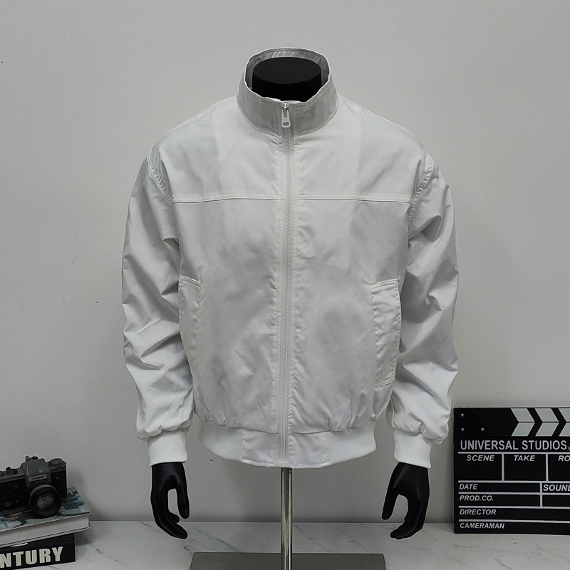 Retro Baseball Jacket With Stand-up Collar And Inner Pockets_voghion.com