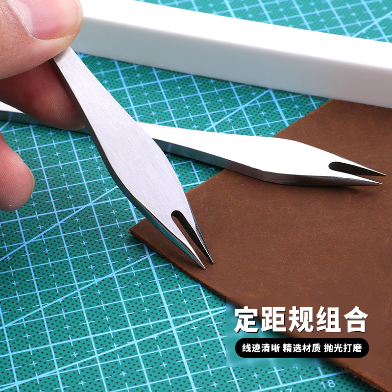 Cross-border new stainless steel fixed distance gauge DIY manual leather marking tool equal width spacing gauge line clear