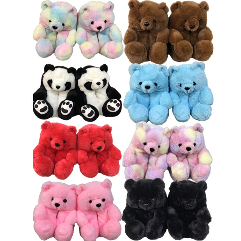 Spot Teddy Bear Slippers Teddy Bear Slippers Floor Home Plush Thickeneded Cotton Warm Shoe Factory