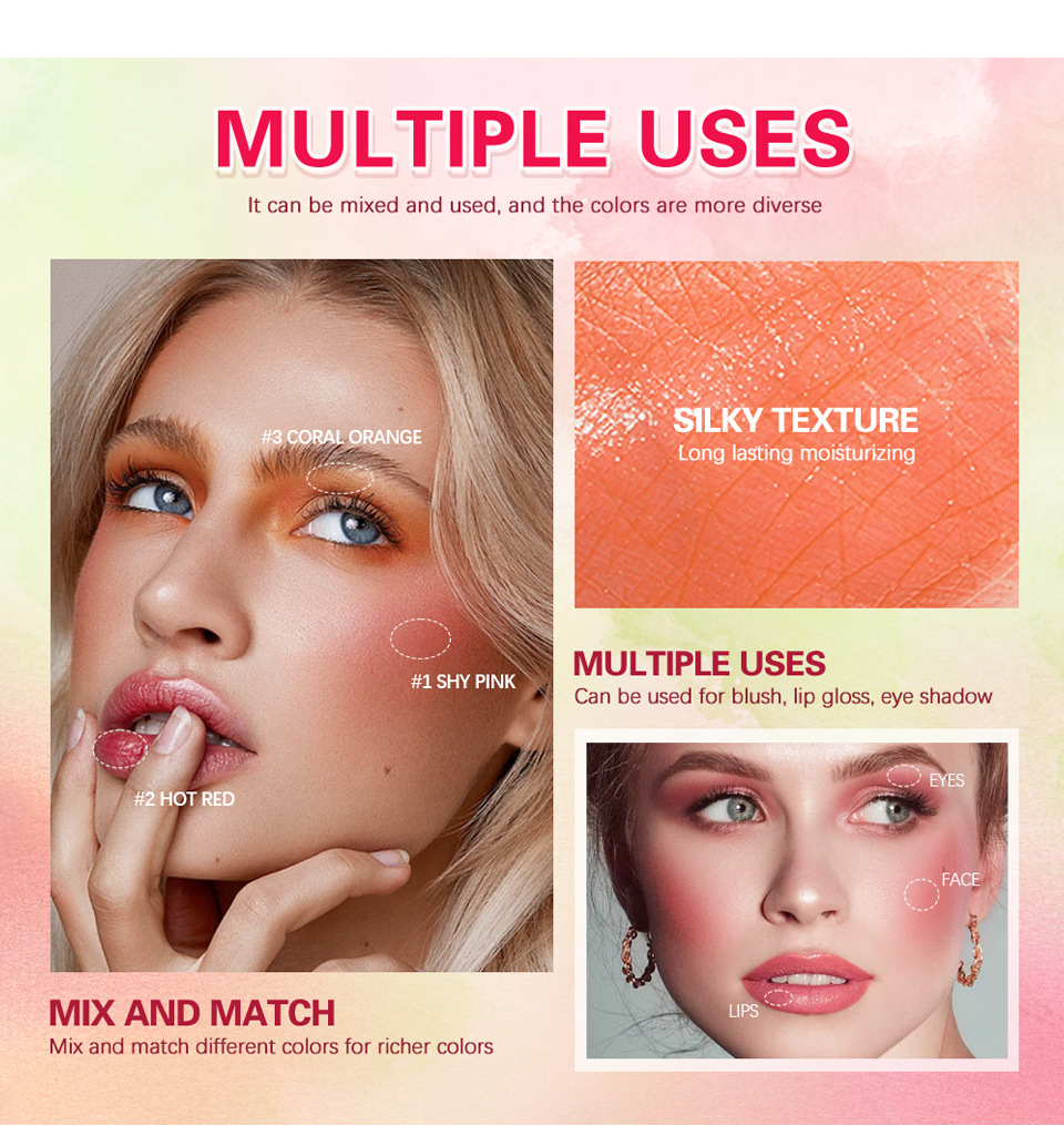 ibcccndc Three-dimensional Blush Cream Red Pink Natural Smooth Blush Blush Apply Blush undefined
