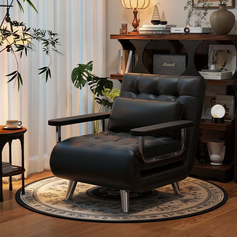 Folding Sofa Bed Single Dual-Use 2025 New Retro Small Apartment Retractable Sofa Bed Mid-Century Style Black Sofa