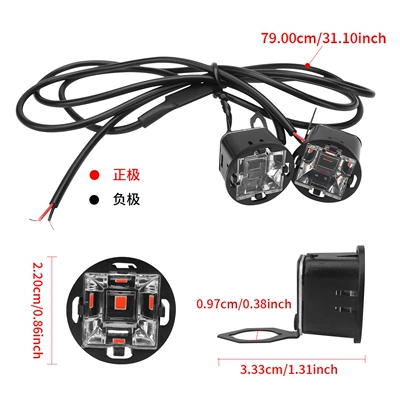 Cross-Border Motorcycle Mirror Light Square 2Led Flashing Motorcycle Electric Vehicle Rearview Mirror Decorative Light (Other lights) - red-and-blue-flash-2-piecesset