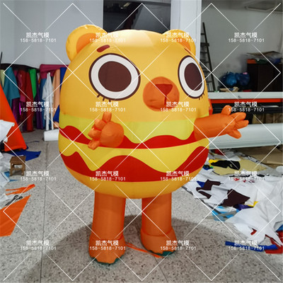 华莱士充气汉堡熊卡通行走人偶服 炸鸡店开业充气小白鸡拱门定制