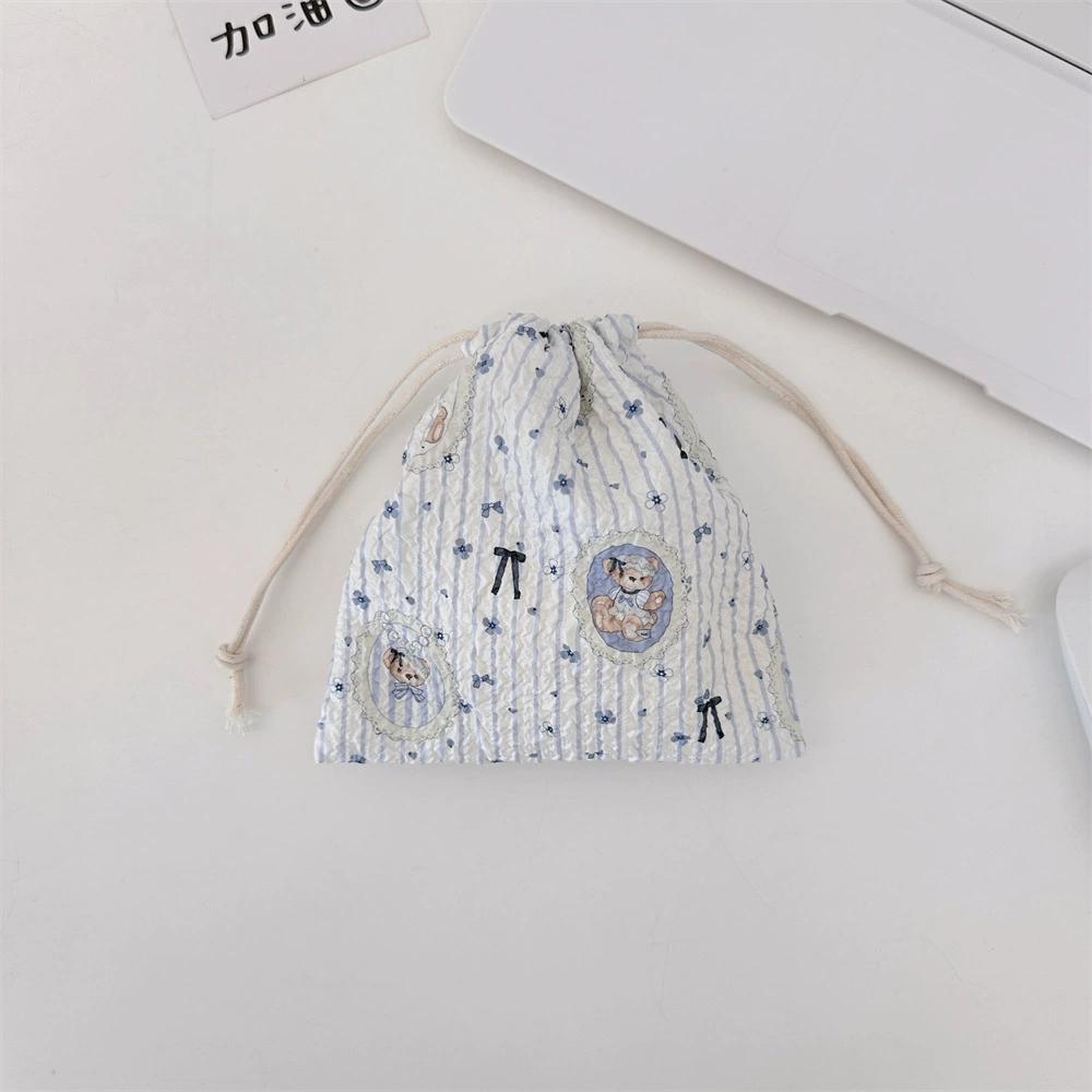 Cartoon storage bag, lipstick, handheld cosmetic bag, small bag, drawstring