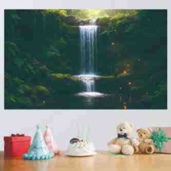 Serene Forest Natural Scenery Background Cloth Banner for Festival Party Event Gathering Decoration Banner Tapestry