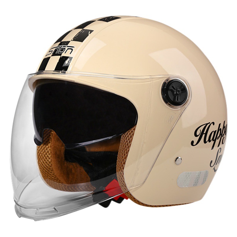 Nuevo casco de doble lente retro estándar nacional casco de motocicleta eléctrica de invierno casco de coche de batería casco de cuatro estaciones