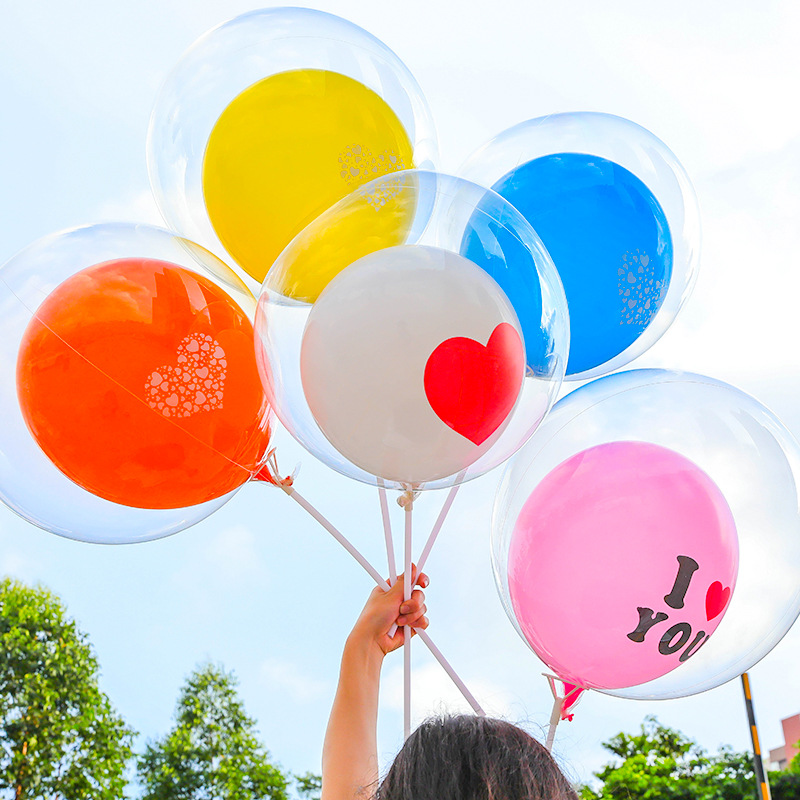 Trendy Pop It Rose Flower-Printed Transparent Polka-Dot Balloons for Floating, 12-Inch & 18-Inch—Perfect for Ground Displays at Weddings, Parties, and Birthday Decorations