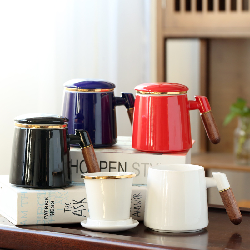 辦公室泡茶杯茶水分離男士個人專用杯馬克杯logo印 企業年會禮品