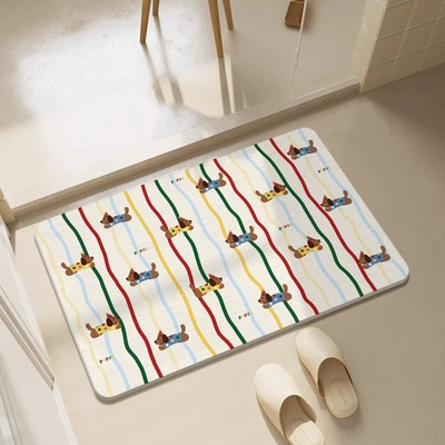 Avtomobil döşəmə paspasları — Floor Mat, Bathroom Door Absorbent - striped-sausage-354509cm-square-white-background