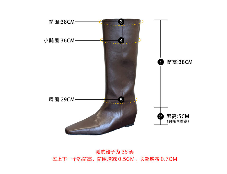 Bốt nữ cao cổ mũi vuông ống rộng da lộn, gót thấp 1–3 cm, phong cách thanh lịch — màu đen, nâu chi tiết 3