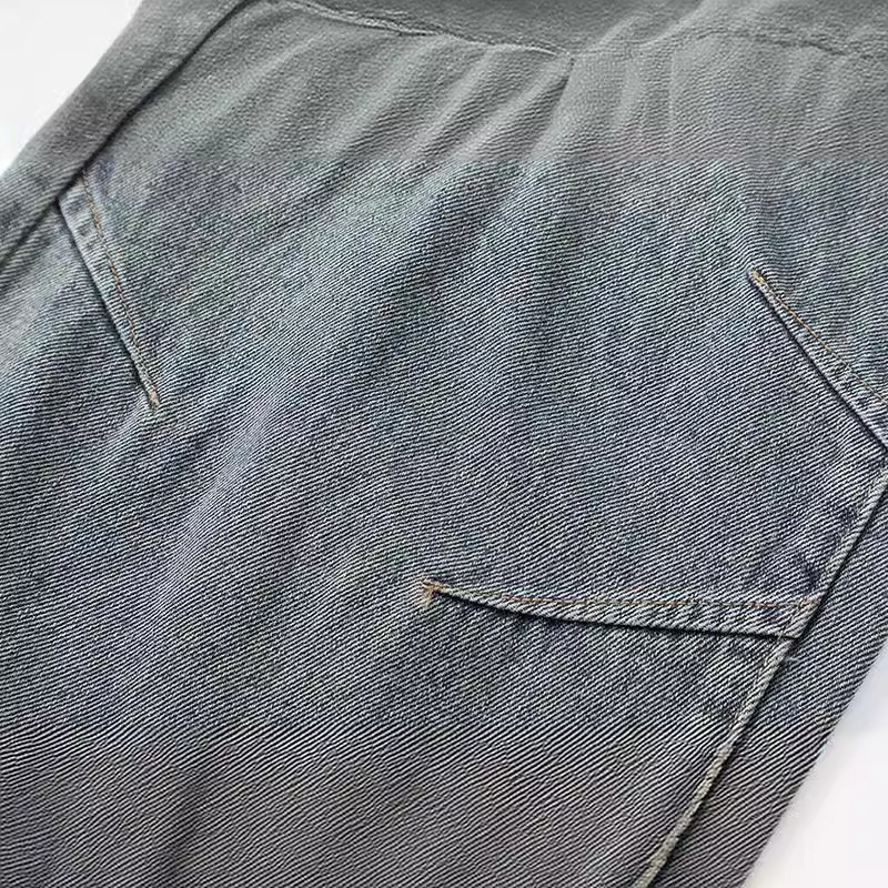 Men Women Curved Hem Jeans Loose Straight Leg Pants Trendy Casual Versatile Autumn Street Style Creative Design_mkmklike.com