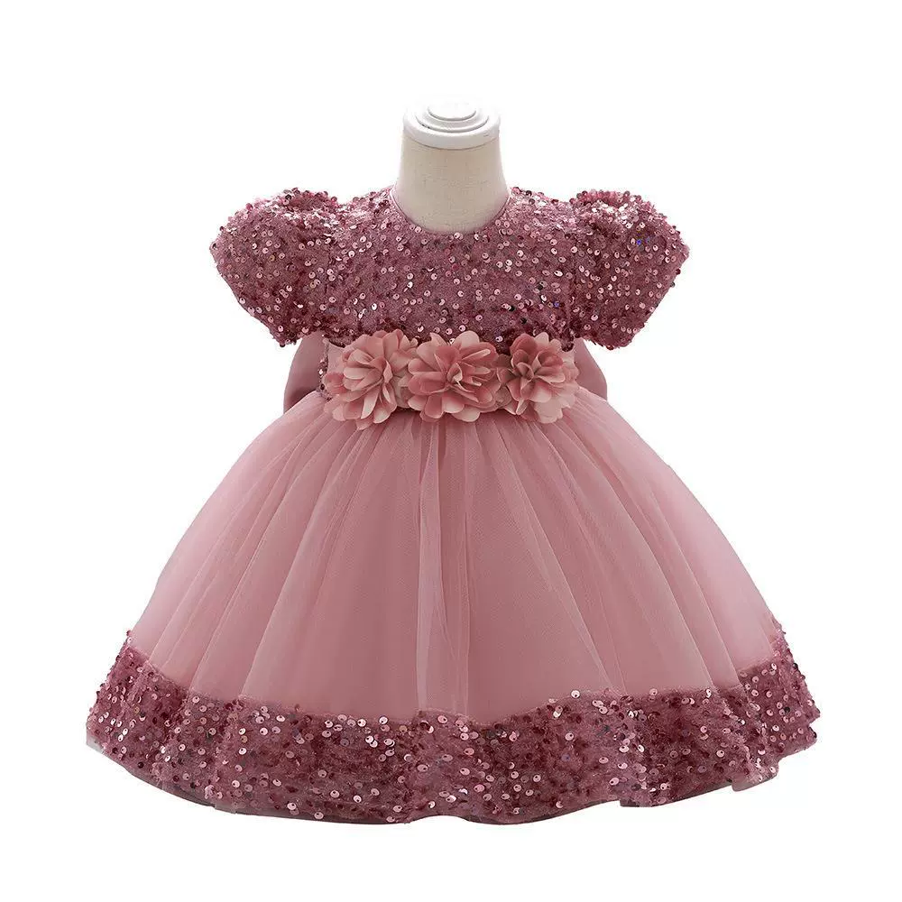 Children's dress for early age, three dimensional small princess costume, European style, flowered, Birthday gift