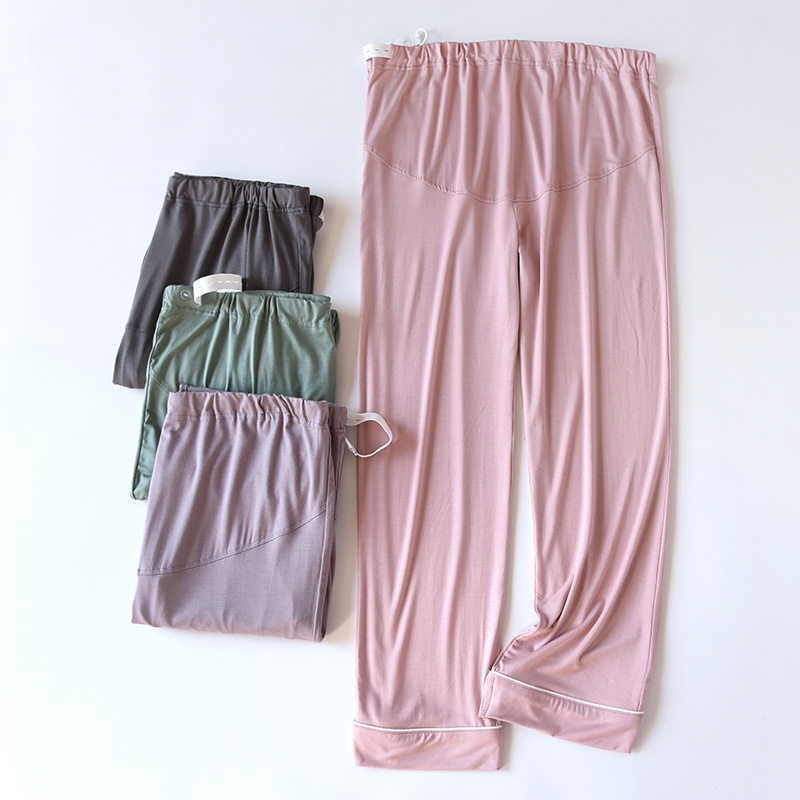 Spring and Autumn New Maternity Sleep Pants Modal Elastic Pants Summer Thin Adjustable Plus Size Pre-Natal Home Pants