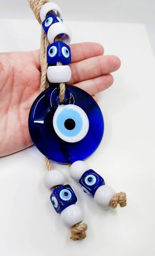 Foreign trade cross-border supply hand-woven Turkish blue eye pendant devil's eye blue glass hanging wall decoration