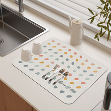 奶油风厨房台面沥水科技布吸水垫卫生间洗手台牙刷杯碗盘垫子厂家