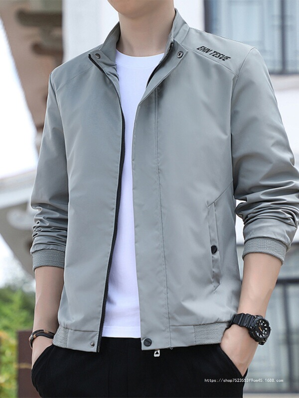 Versatile Shirt 2025 New Stand Collar Jacket Spring and Autumn Thin Coat Men's Trendy Casual Trench Coat