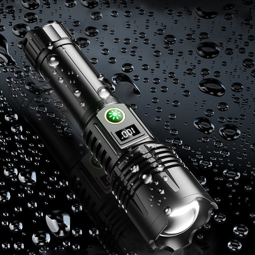 Cross-border new white laser bright light flashlight Type-C rechargeable outdoor zoom smart electric display LED flashlight