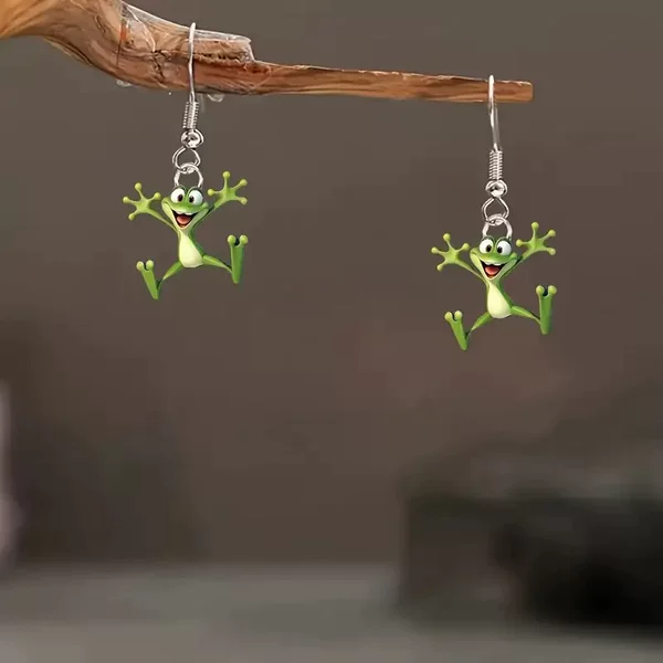 Cross-border Hot Selling Cute Funny Cartoon Little Frog Acrylic Earrings 2024 New Arrival All Match Earrings