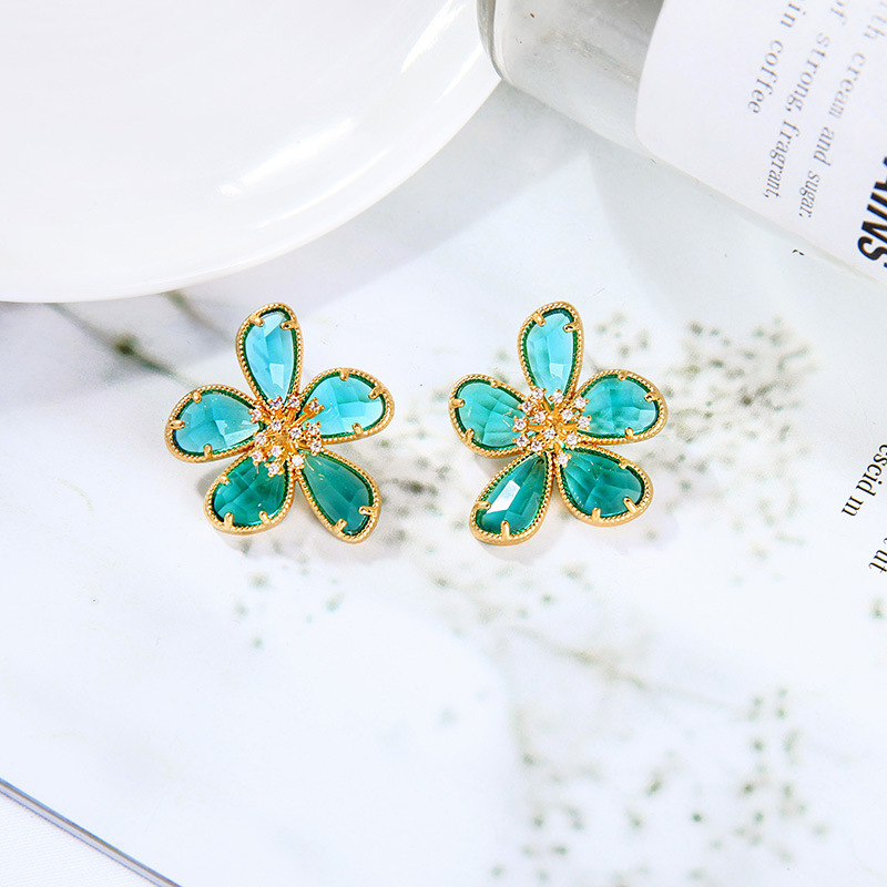 Flower Micro Inlaid New Trendy Earrings display picture 6