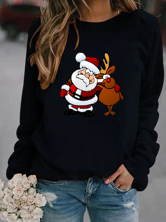 Women's Hoodie Long Sleeve Hoodies & Sweatshirts Printing Christmas Santa Claus Reindeer display picture 4