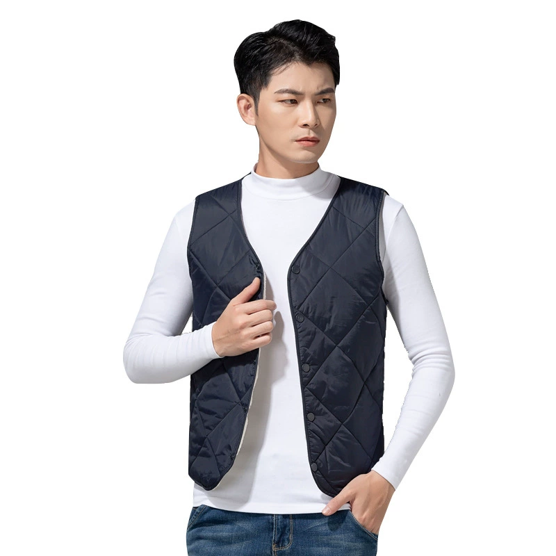 Demi-season warm vest with down, down jacket, plus size, for middle age