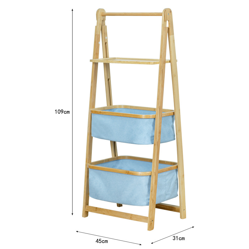 Cesta de almacenamiento plegable canasta de almacenamiento de ropa sucia cesta de lavandería doméstica canasta de lavandería de doble capa estante de almacenamiento de tela de bambú