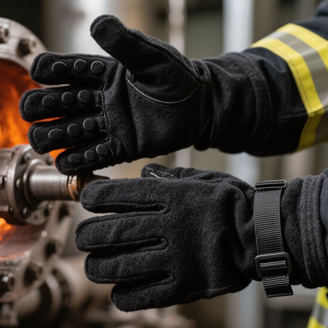 200g黑色聚丙烯腈消防毡 隔热劳保消防手套防火防护棉