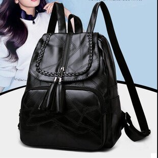 2025 New Casual Women's Backpack PU Tassel Fashionable All-match Fashionable Women's Bag Student's Bag Travel Schoolbag for Women