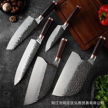 锻打锤纹斩切厨师刀具不锈钢屠夫切片刀木柄龙泉砍骨切肉两用菜刀