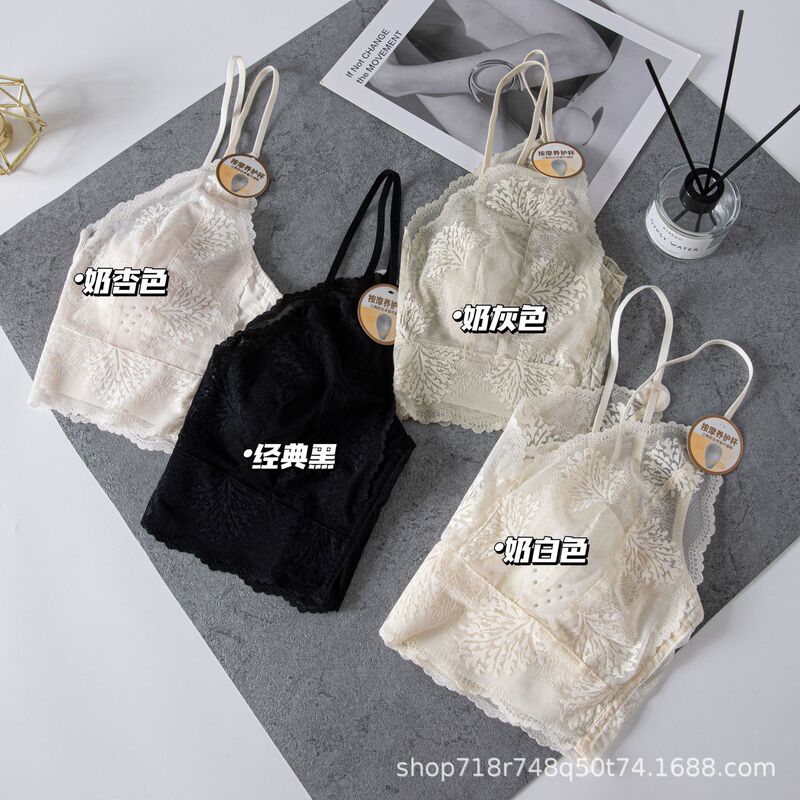 Summer Ultra-Thin French-Style Sexy Lace Seamless Underwear for Women, Backless Tube Top with Bunny Ears Seamless Bra